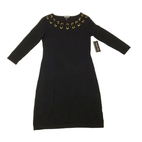 Allison Brittney | Dresses | Allison Brittney Sweater Dress Midi Longsleeve  Knit Gold Eyelet Women Small Nwt | Poshmark